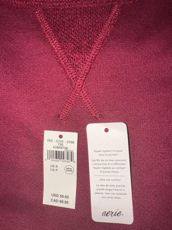 Sz Small Aerie Très Chic Chenille
Oversized Crewneck Sweatshirt Cherry Burgundy - Picture 5 of 12